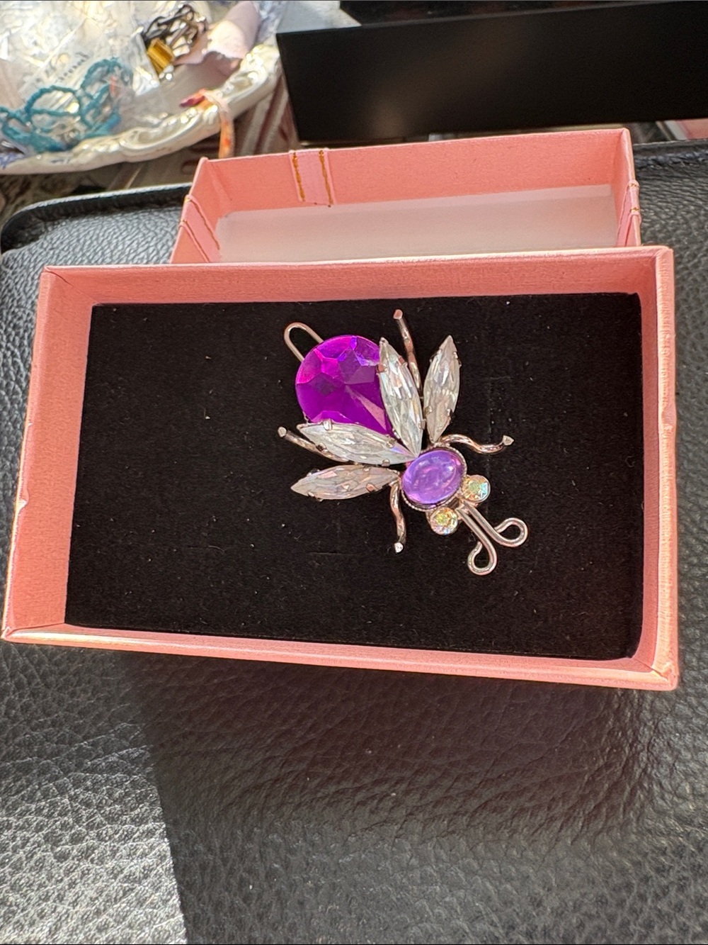 Vintage Elegant Purple Crystal Dragonfly Hair Pin Clip